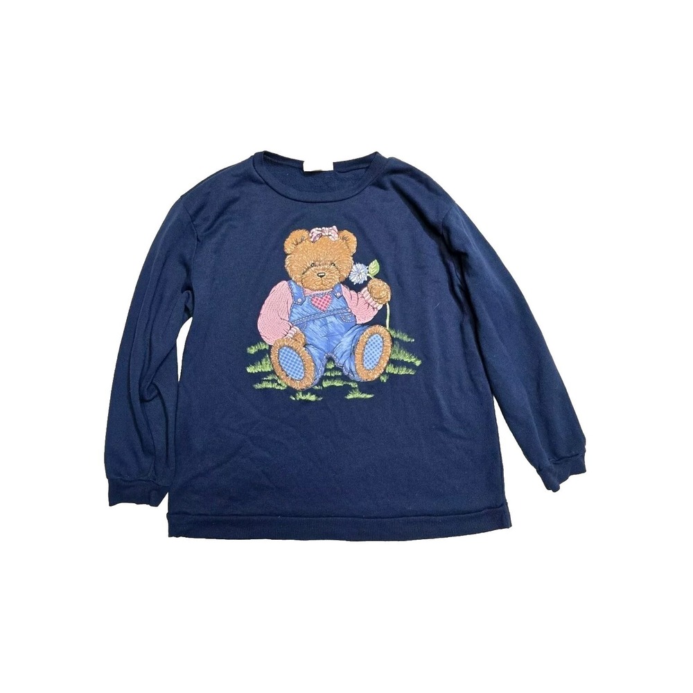 Vintage Women's Sweatshirt Basic Editions 0X‎ Navy Blue Teddy Bear